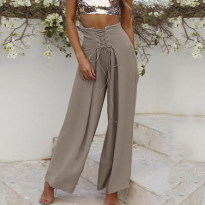 

Women Palazzo High Waist Wide Leg Culottes Pants Yoga Harem Baggy Loose Trousers