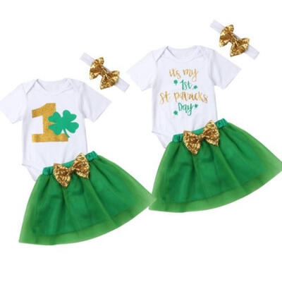 

Newborn Baby Girls Romper Tops Jumpsuit Tutu Skirts Headband Outfits Clothes Set