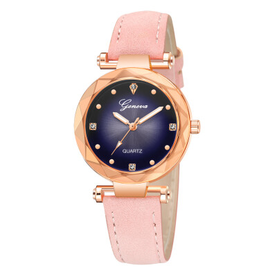 

RM New Fashion Geneva Women Leather Band Stainless Steel Quartz Analog Wrist Watch