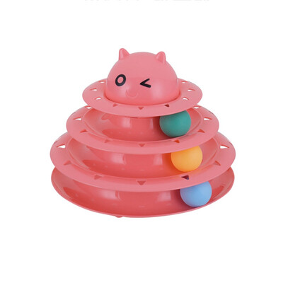 

Plastic Three Levels Tower Tracks Disc Cat Toy Pet Cats Triple Play Disc Toys