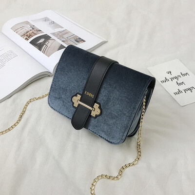 

Ins super fire small bag female 2018 autumn&winter new tide velvet shoulder bag Korean version of the chic chain small square bag female