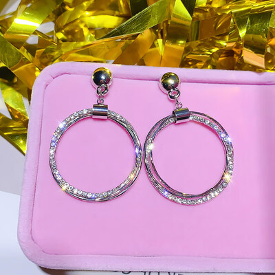 

2019 new design brand creative multi-layer circle zircon earrings generous minimalist earrings gifts for women