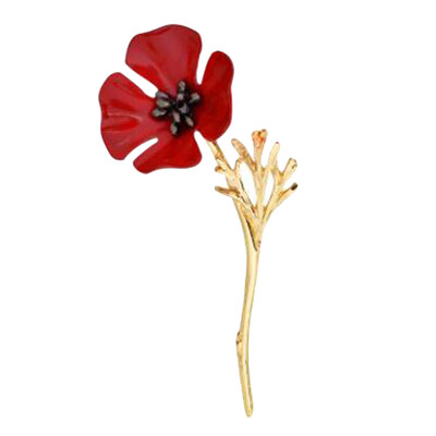 

Red Poppy Flower Brooch Retro Necklace Lady Jewelry Men Suit Accessory Three-Color Optional