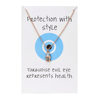 

Turkish Evil Eye Necklace For Women Men Blue Hamsa Hand Necklace Silver Gold Chain Choker Necklace Lucky Jewelry with Card