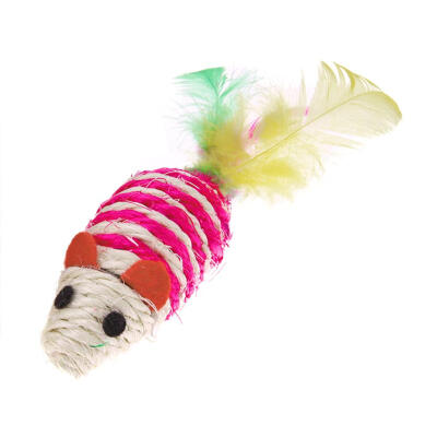 

Pet Cat Toy Natural Sisal False Mouse Interactive Teaser Toys with Feather