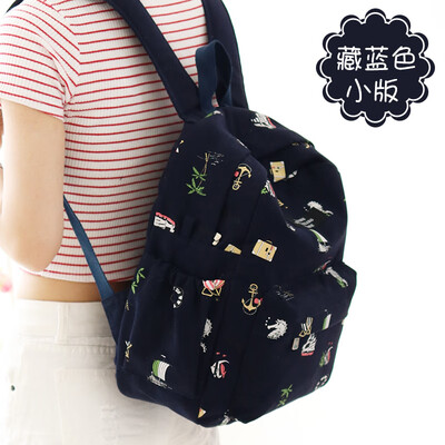 

Canvas bag female junior high school high school Korean Harajuku ulzzang backpack campus small fresh&simple backpack