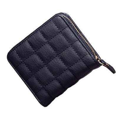 

Women Solid Color Embroider Zipper Faux Leather Mini Coin Wallet Short Purse