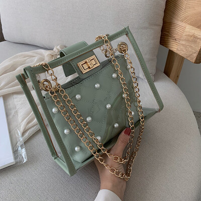 

North bag transparent bag female summer small fresh 2019 popular pvc Korean version of Joker shoulder slung chain bag