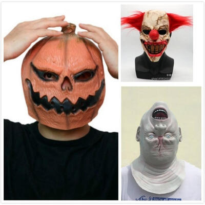 

Halloween Creepy Latex Clown Pumpkin Head Inverted Head Mask Cosplay Costume