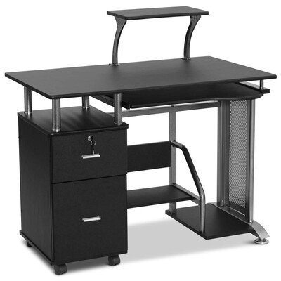 

Black Computer Desk with Printer Shelf