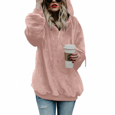 

Plush womens sweatshirt hood velvet loose long-sleeved hooded warm womens sweatshirt