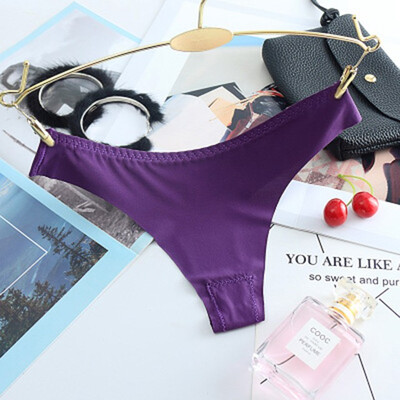 

Ice Silk Thong Sexy Pantie Seamless G String for Women Underwear Ladies String Underpants Low Waist Bikini sexy solid color