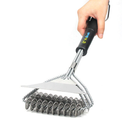 

Grill Accessories BBQ Brush Anti-sticker Grill Cleaning Brush 18-inch Three-headed Barbecue Brush