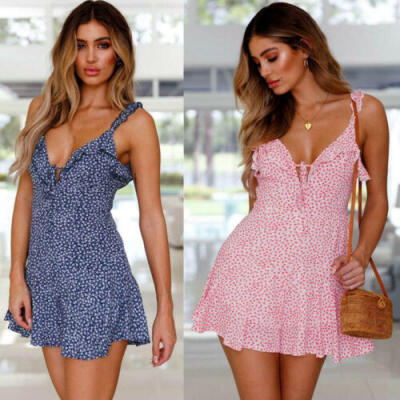 

Women Summer Casual Bandage Sleeveless Party Cocktail Beach Short Mini Dress