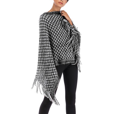 

Tailored Women V-Neck Irregular Fringed Bat Sleeve Loose Shawl Cardigan Sweater Coat