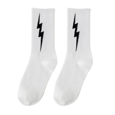 

Fashion Lightning Print Breathable Elastic Women Soft Middle Tube Crew Socks