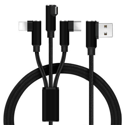 

Bent 3-in-1 Cord Multi Function 31A Lightning Type-C Micro USB Fast Charging And Syncing Cable-15m