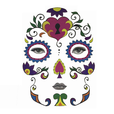 

Toponeto Halloween Temporary Face Art Waterproof Mask Sugar Skull Tattoo Beauty Sticker