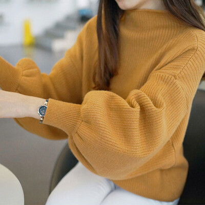 

〖Follure〗Women Lantern Sleeve Knit Sweater Loose Turleneck Outwear Top Blouse Pullover