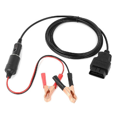 

OBDⅡ Vehicle ECU Emergency Power Supply Cable Car Memory Saver 3Meter Cable Adapter with Alligator Clip-On Cigarette Lighter Pow