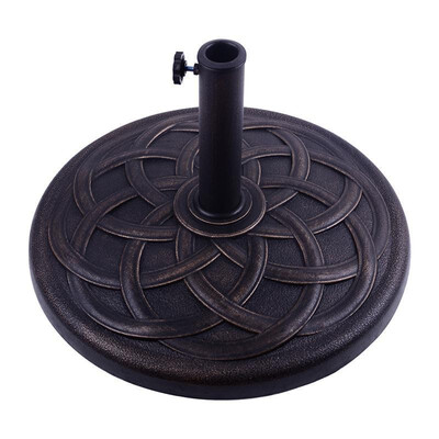 

215 Round Decorative Cast Stone Patio Umbrella Holder Base - Bronze Finish