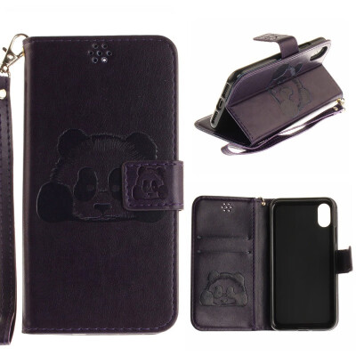 

MOONCASE Apple Iphone X Embossed Panda Lanyard Holster - Purple