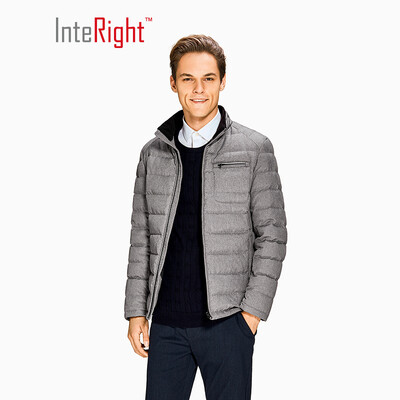 

INTERIGHT Mens casual business stand collar thickening cold warm down jacket gray