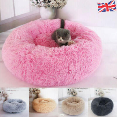 

Pet Dog Cat Calming Bed Warm Soft Plush Round Cute Nest Comfortable Sleeping UK