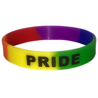 

Gay Pride Debossed With White Color-Fill Rainbow Gay Silicone Bracelet Jewelry