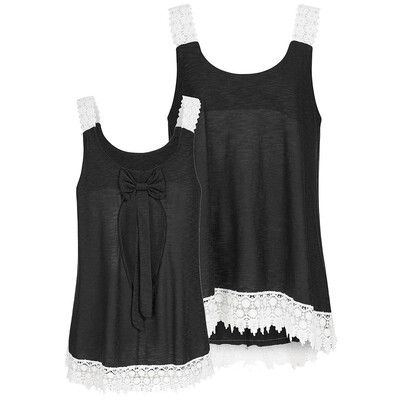 

Nomeni Women Lace Patchwork Sleeveless Cute Floral Blouse Top Crop Tunic Tank Vest BKL