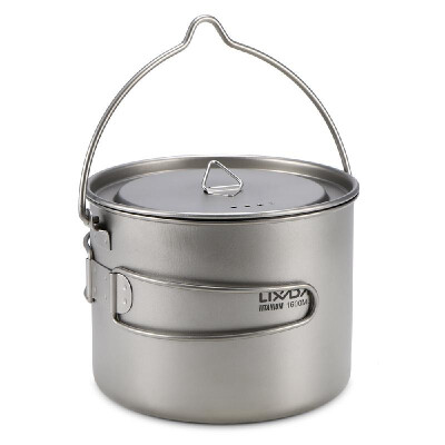 

Lixada 1600ml Titanium Pot Ultralight Portable Hanging Pot with Lid&Foldable Handle Outdoor Camping Hiking Backpacking