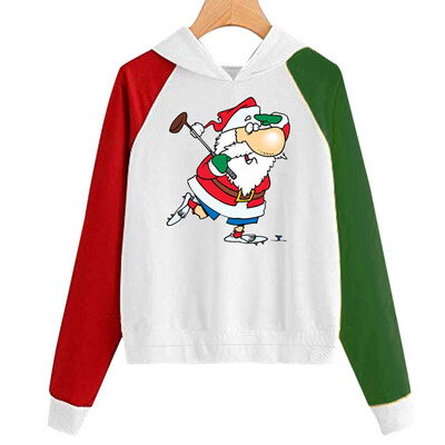 

Tailored Women Christmas Print Hooded Long Sleeves Sweatshirt Hooded Pullover Tops Shirt