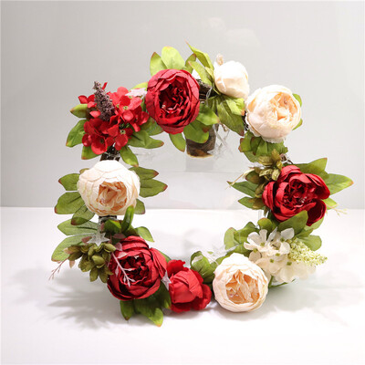 

Artificial Simulation Peony Flower Door Wall Hanging Wreath 40cm Xmas Home Decor