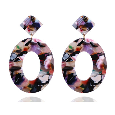 

EK301 Fashion Acrylic Resin Oval Dangle Earrings For Women Geometry Big Circle Tortoiseshell Earrings Acetate Brincos ZA Jewelry