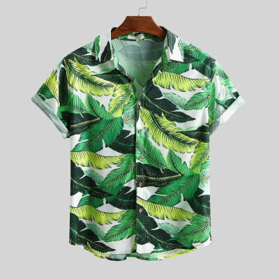 

Tailored Mens Hawaiian Beach Printed Turn Down Collar Short Sleeve Loose Shirts