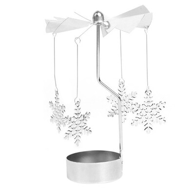 

JPGIF Hot Spinning Rotary Metal Carousel Tea Light Candle Holder Stand Light Xmas Gift