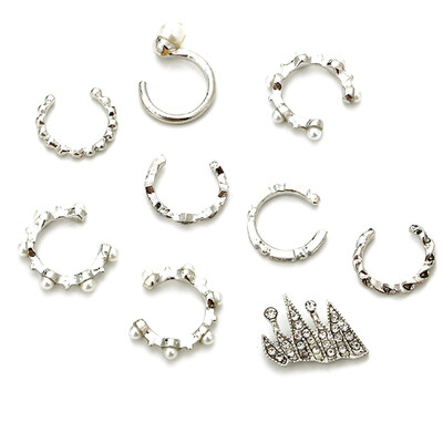 

Jewelry Novelty Silver Clip Ear Set Statement Earrings Bohemia Simulated Pearl Women Ear