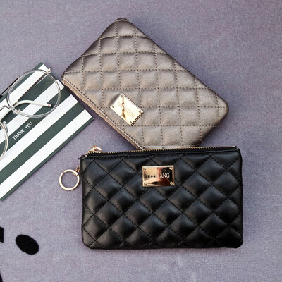 

Women clutch bag Lingge embroidery line mobile phone bag fashion coin purse simple zipper