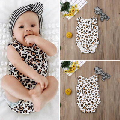 

Newborn Infant Baby Boy Girl Leopard Romper Jumpsuit Bodysuit Headband Clothes