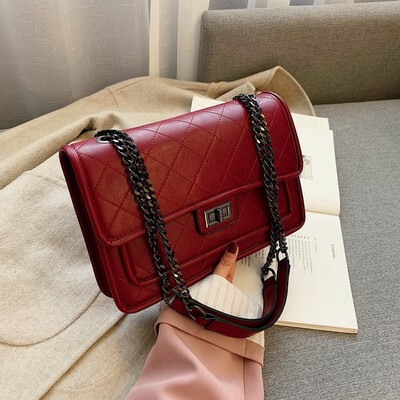 

Texture package ladies new Korean version of the grandmother milk fashion rhombic chain small square bag wild shoulder