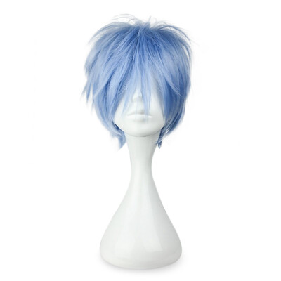 

Short Sky Blue Full Wigs with Bangs Cosplay for Kurokos Basketball Tetsuya Figure
