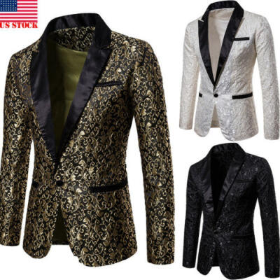 

Mens Suit Coat Casual Slim Formal One Button Blazer Jacket Tops Fashion Casual