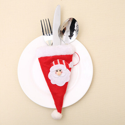 

Tailored 10pcs Christmas Decorative Tableware Fork Set Christmas Hat Storage Tool