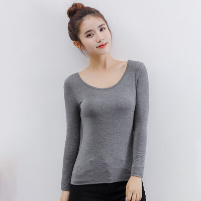 

Women O Neck T Shirt Basic Top Ladies Casual Long Sleeve Slim Fit Pullover Tops