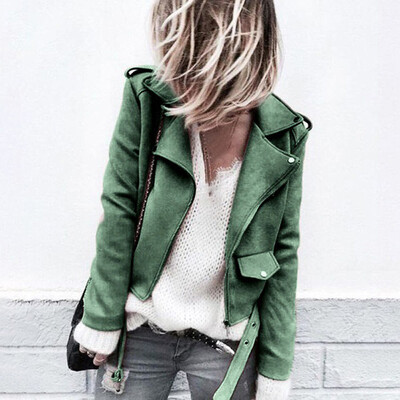 

Fashion Womens Short Jackets Ladies Zip Up Lapel Casual Coats Tops Outwear L3XL