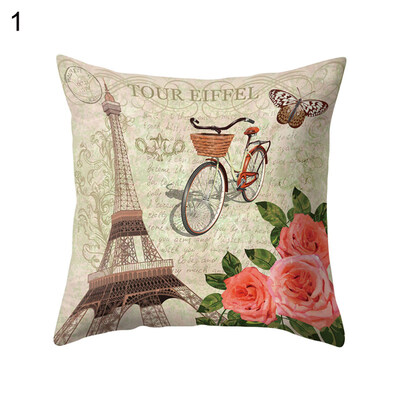 

Bicycle Flower Eiffel Tower Pillow Case Cushion Cover Bed Car Cafe Office Decor
