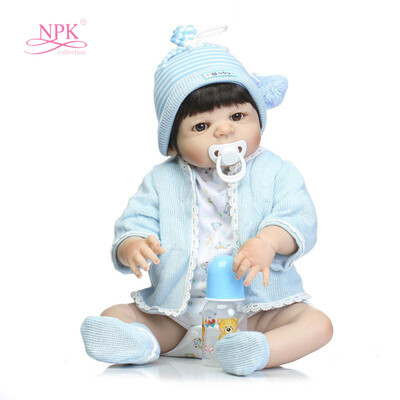 

Toddler Pacifier 22in Reborn Baby Rebirth Doll Kids Gift Blue Sweater All-rubber Boy Baby Reborn I6J9Y2E5