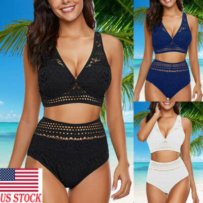 

US Sexy Women Lace Floral Bikini Set Push-up Bra Swimsuit Bathing Suit Swimwear