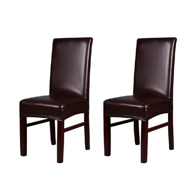 

2pcs One-piece PU Leather Stretchable Dining Chair Back Seat Covers Waterproof Oilproof Dustproof Ceremony Chair Slipcovers Protec