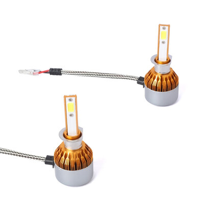 

H3 C6G 2PCS Led Cob LED Chip Car Headlamp 36W 6500k White Light 8000LM Car Bulb Fog Light Gold